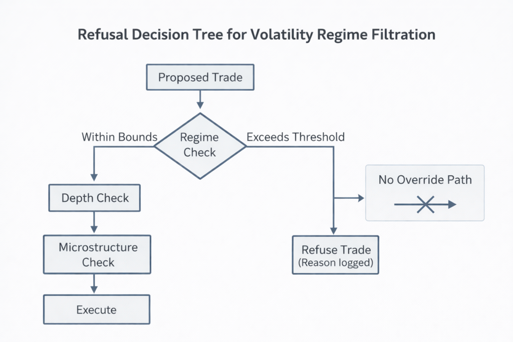 Refusal decision tree for regime filtration showing checks with no override capability