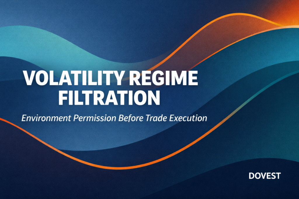 Volatility regime filtration in systematic trading feature image with branded background showing article title