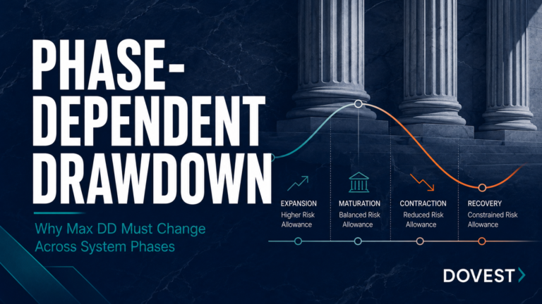Phase-dependent drawdown governance blog feature image with institutional branding on marble stone background